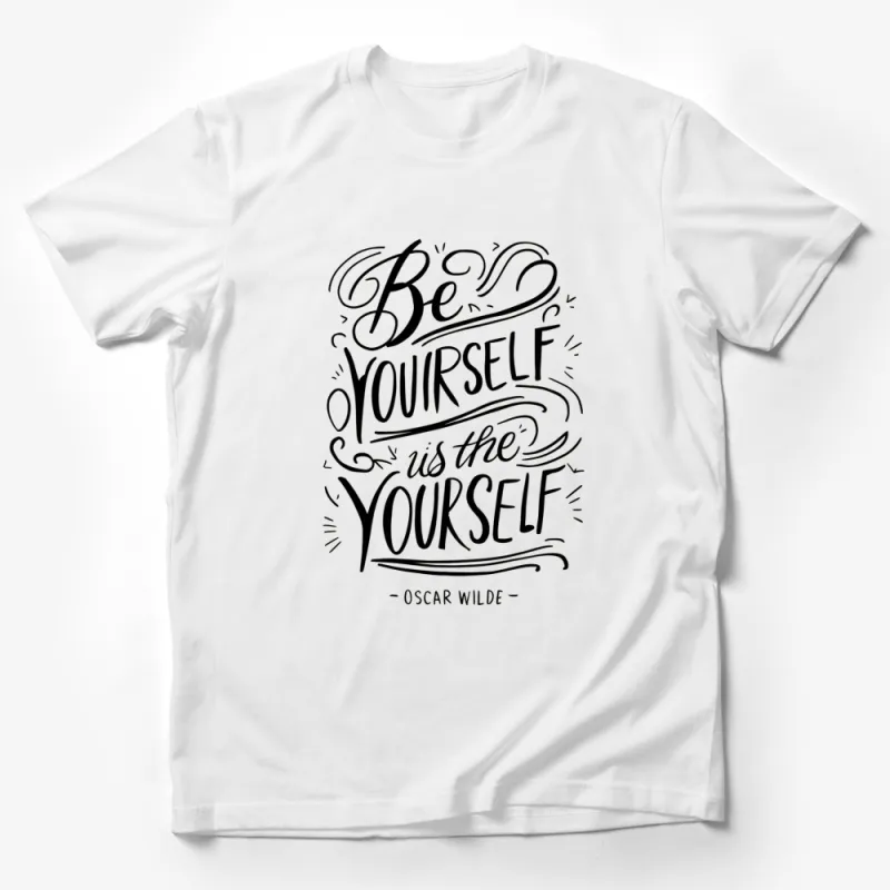 Oscar Wilde Quote T-Shirt, Be Yourself Inspirational Black and White Tee, Unisex Literary Gift Male T-Shirt