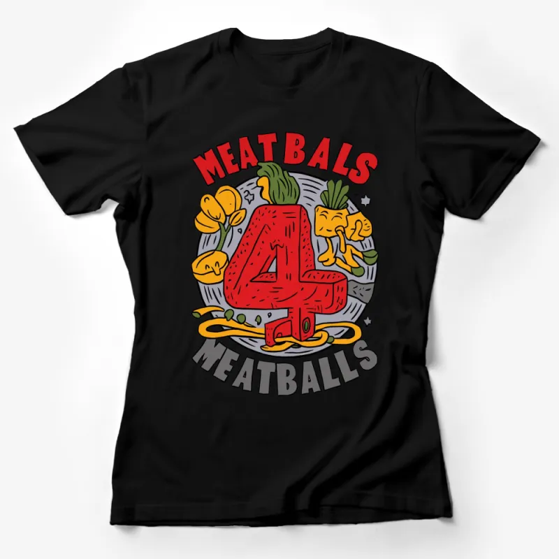 Meatballs Number 4 T-Shirt, Colorful Retro Style Graphic Tee for Foodies Female T-Shirt