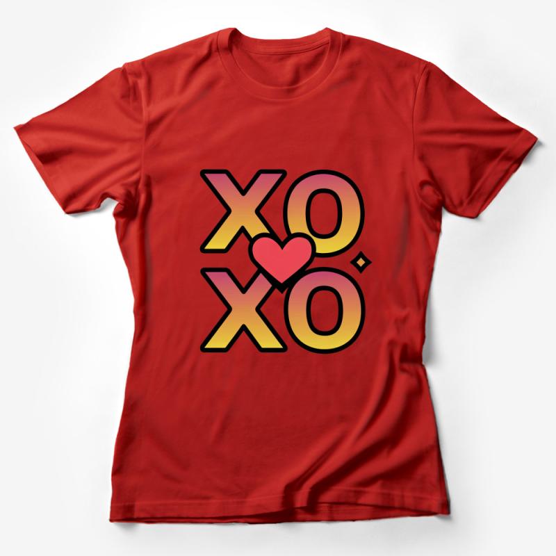 Graphic XO T-Shirt with Heart, Unisex Love Symbol Tee, Colorful Casual Apparel, Gift for Couples Female T-Shirt