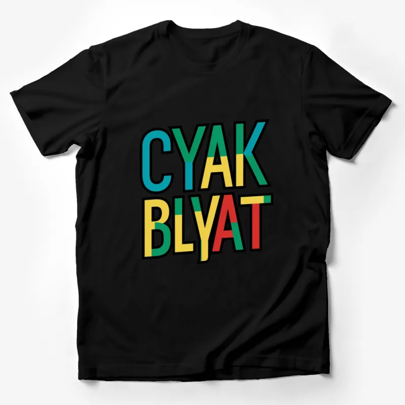 Colorful Cyka Blyat Russian Slang Graphic T-Shirt, Bold Multicolor Lettering Tee, Unisex Fashion Male T-Shirt