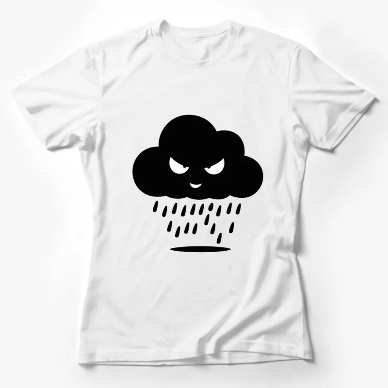 Angry Cloud Raindrops Graphic T-Shirt, Unisex Black and White Tee, Cute Rainy Day Casual Shirt Female T-Shirt