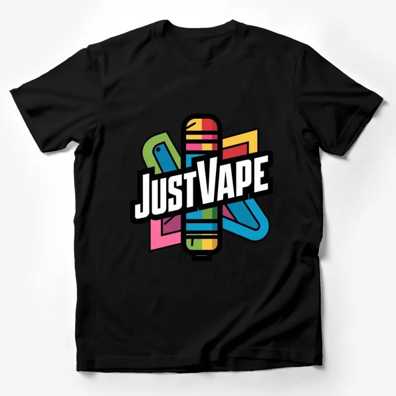 Colorful Just Vape Graphic T-Shirt, Bold Vape Pen Design, Stylish Vaping Enthusiast Apparel Male T-Shirt