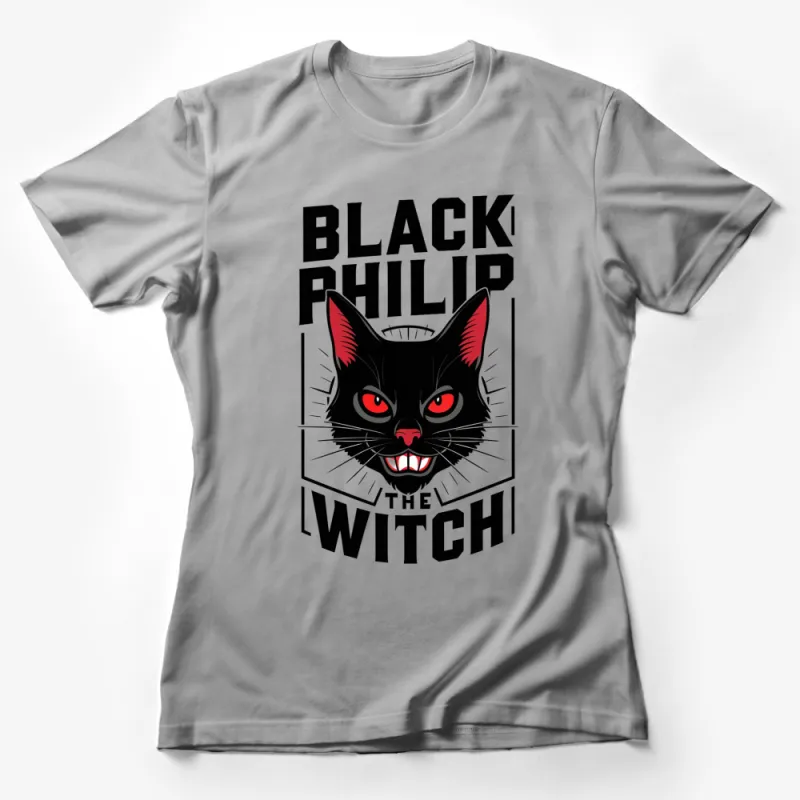 Black Philip The Witch Cat T-Shirt, Goth Black Cat with Red Eyes Graphic Tee, Halloween Witchy Shirt Female T-Shirt