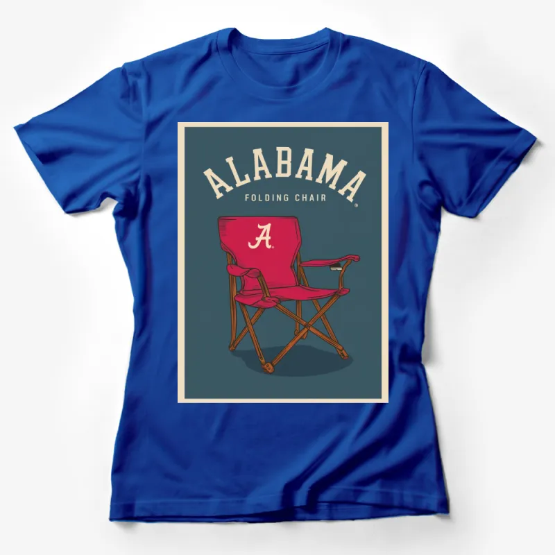 Alabama Folding Chair T-Shirt, Vintage Style Crimson Chair Graphic, Sports Fan Apparel, Unique College Gear Female T-Shirt