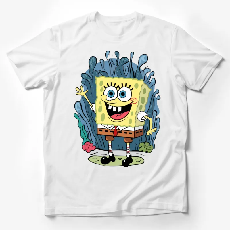 SpongeBob SquarePants T-Shirt, Kids Cartoon Character Shirt, Fun Yellow Sponge Graphic Tee Male T-Shirt