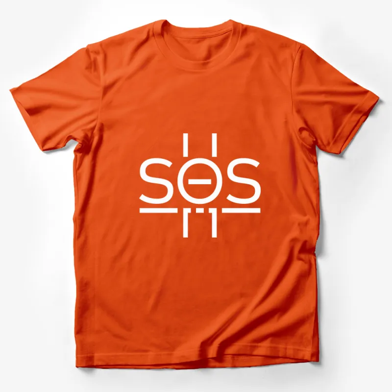 SOS Graphic T-Shirt, Black and White Minimalist Design, Unisex Casual Tee Male T-Shirt