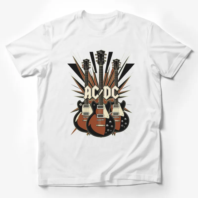 Classic Rock Band AC/DC Graphic T-Shirt, Vintage Style Guitar Design, Music Fan Apparel Male T-Shirt