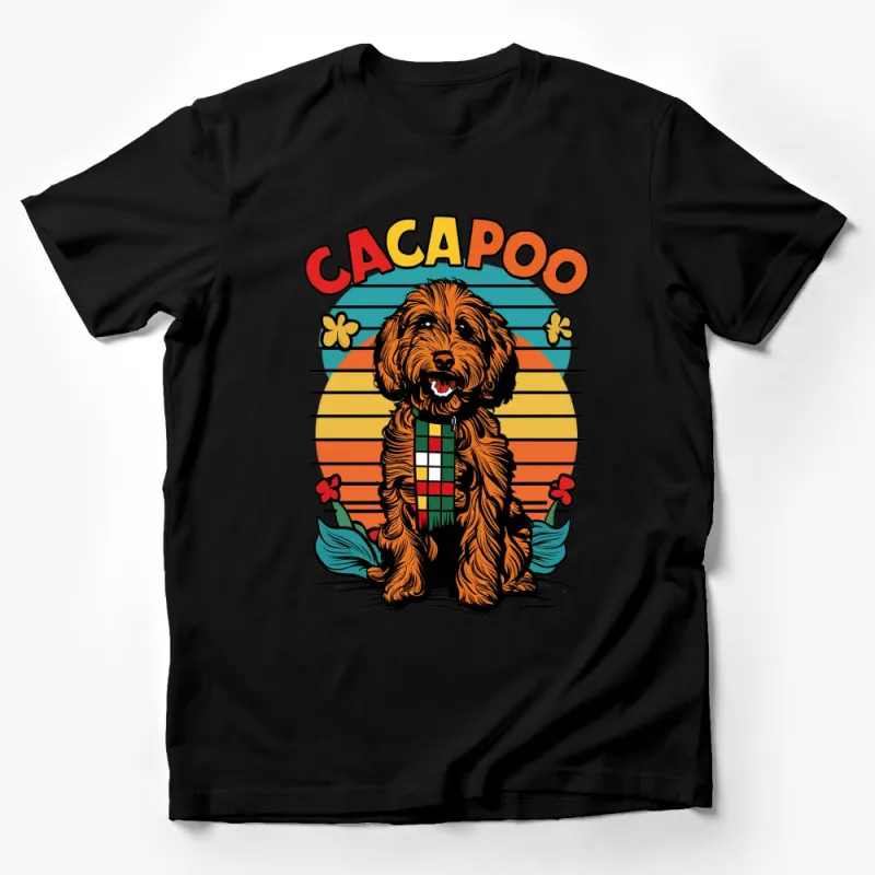 Colorful Retro Style Cacapoo Dog T-Shirt, Vintage Inspired Graphic Tee, Unique Pet Lover Gift Idea Male T-Shirt