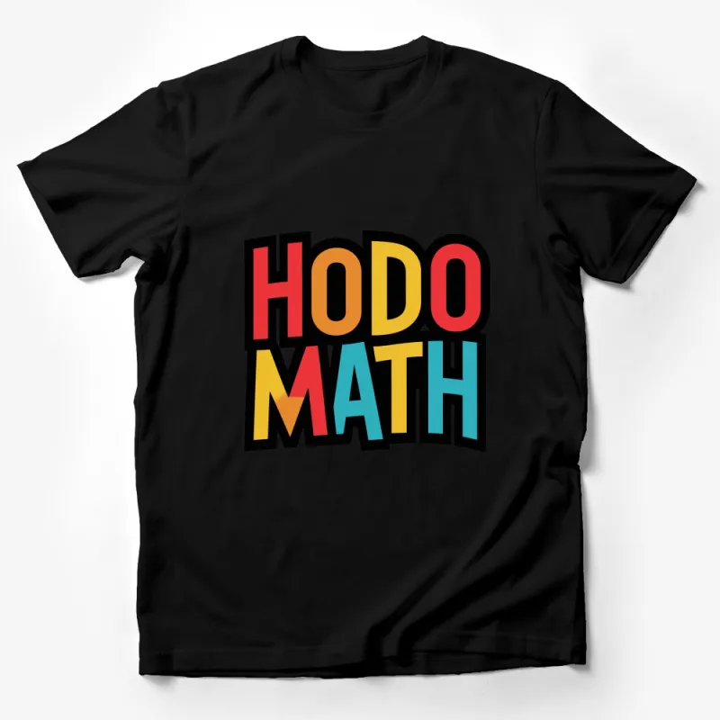 Colorful HODOMATH Graphic T-Shirt, Bold Letter Print Casual Tee, Unique Typography Design Shirt for All Male T-Shirt