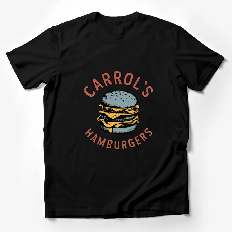 Retro Burger T-Shirt, Carrol's Hamburgers Vintage Style Graphic Tee, Unisex Male T-Shirt