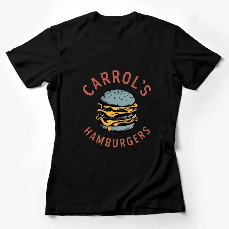 Retro Burger T-Shirt, Carrol's Hamburgers Vintage Style Graphic Tee, Unisex Female T-Shirt