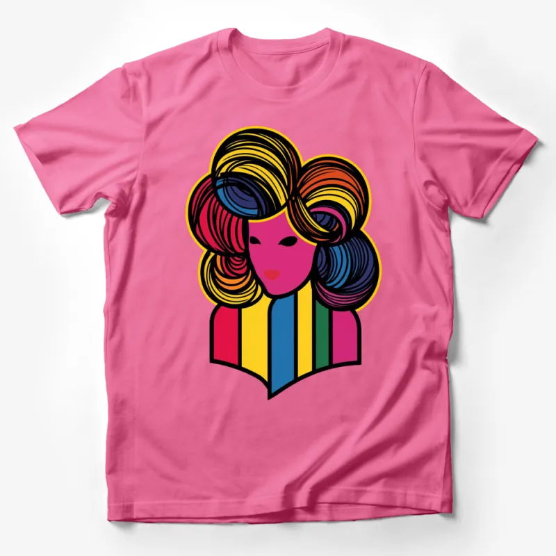 Colorful Pop Art Woman T-Shirt, Bold Graphic Face Tee, Fashionable Retro Style Shirt, Gift for Art Lovers Male T-Shirt