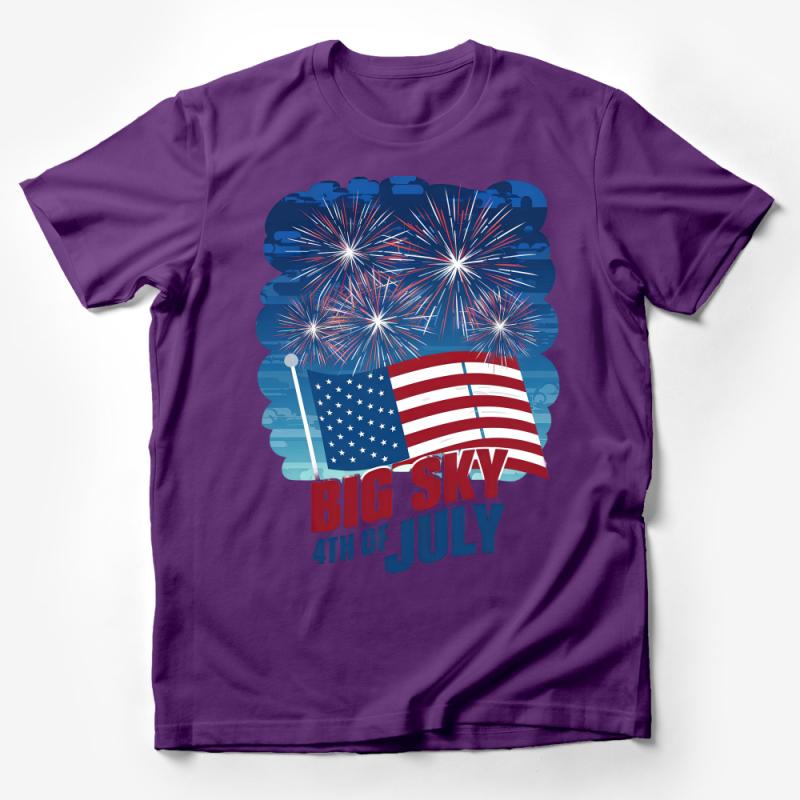 Big Sky 4th of July T-Shirt, Patriotic Fireworks Tee, American Flag Shirt, Independence Day Clothing, USA Celebration Top, Unisex Tee Male T-Shirt