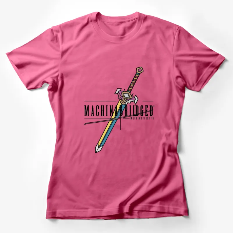 Machinabridged Sword Graphic T-Shirt, Colorful Retro Sword Print, Unisex Tee Female T-Shirt