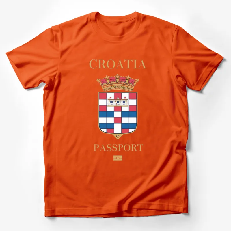 Croatia Passport Design T-Shirt - Stylish Travel Theme Shirt - Patriotic Croatian Emblem Tee Male T-Shirt