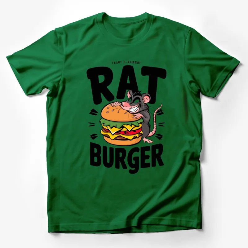 Rat Burger Graphic T-Shirt, Cute Cartoon Rat Eating Burger, Funny Animal Tee, Unisex Male T-Shirt