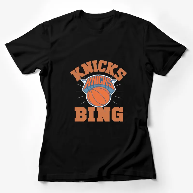 New York Knicks Bing Basketball Team Logo T-Shirt, Orange and Blue Sports Fan Apparel, Casual Wear Female T-Shirt