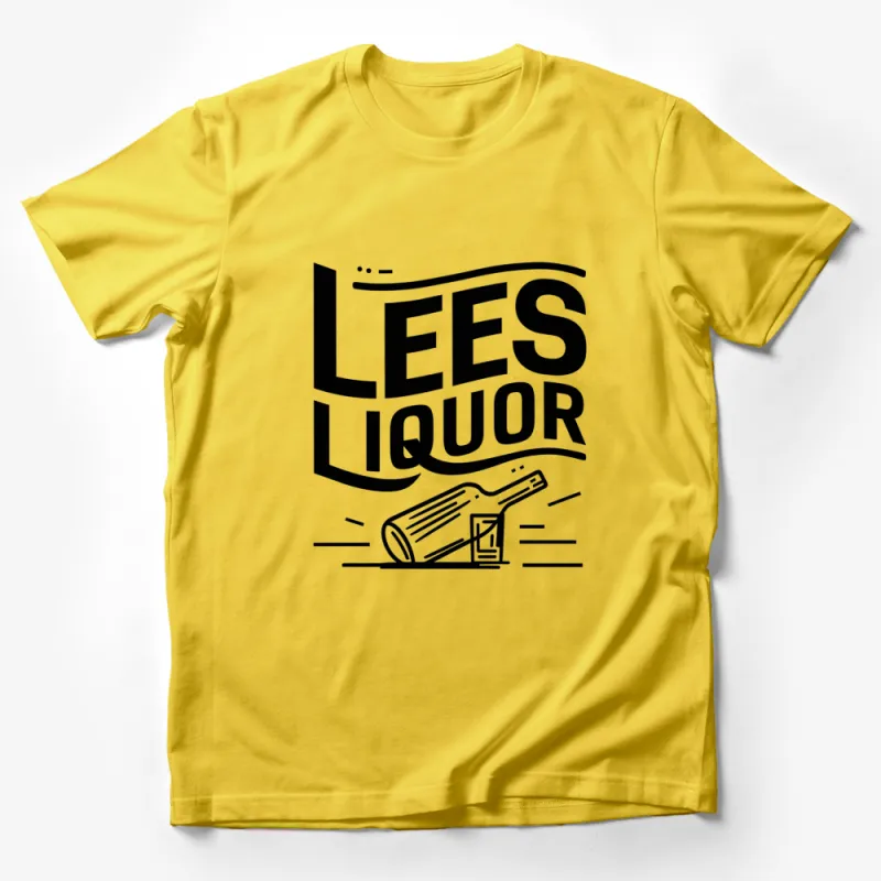 Vintage Style Lees Liquor Logo T-Shirt, Black and White Graphic Tee, Unisex Casual Wear Male T-Shirt