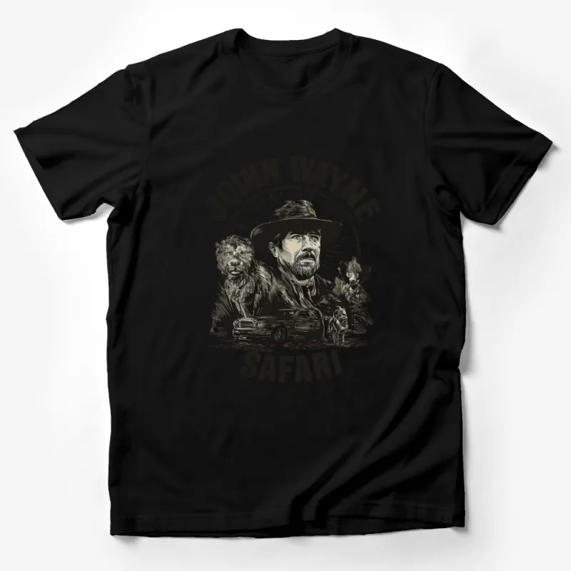 John Wayne Safari Graphic T-Shirt, Vintage Style Explorer Tee, Men's Fashion, Adventure Casual Wear Male T-Shirt