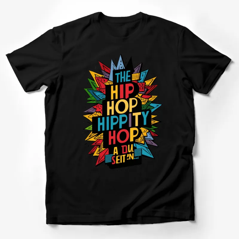 Colorful Hip Hop Hoppity Graphic T-Shirt, Unisex Retro Music Tee, Urban Streetwear, Vibrant Typography Design Male T-Shirt