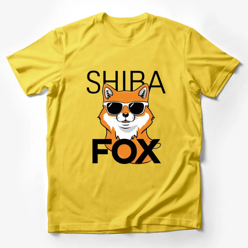 Shiba Fox Cartoon T-Shirt, Cute Orange Fox With Sunglasses Tee, Unisex Graphic Shirt for All Ages Male T-Shirt