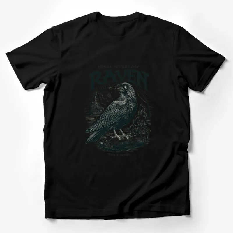 Norse Mythology Raven Print T-Shirt, Graphic Tee, Vintage Style, Unisex Apparel Male T-Shirt