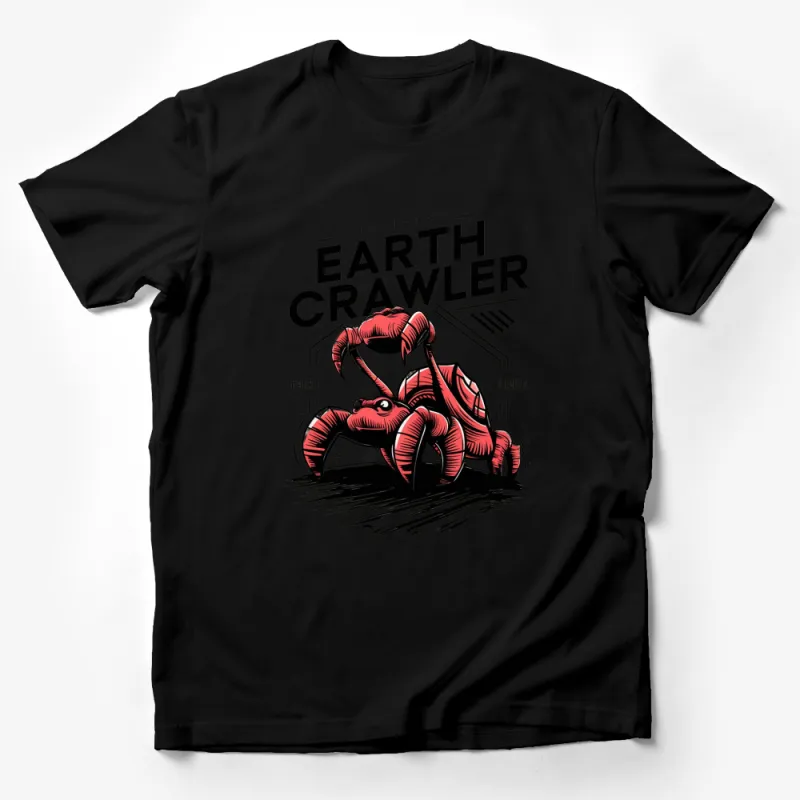 Earth Crawler Red Crab Graphic T-Shirt, Unique Art Design Tee, Bold Statement Shirt, Gift for Him Male T-Shirt