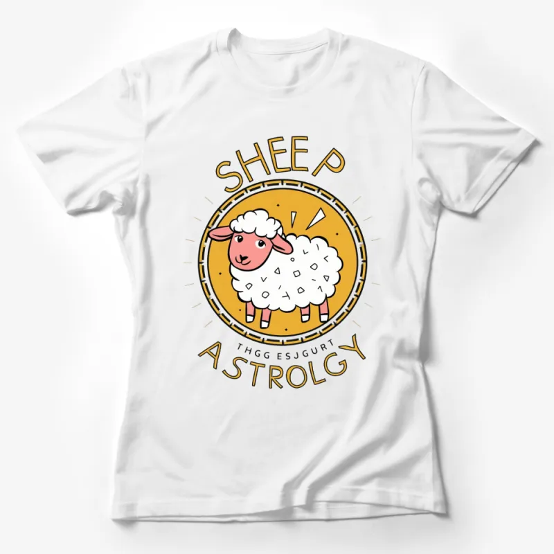 Cute Sheep Astrology Zodiac Sign Themed T-Shirt, Unisex Adult and Kids Clothing Female T-Shirt