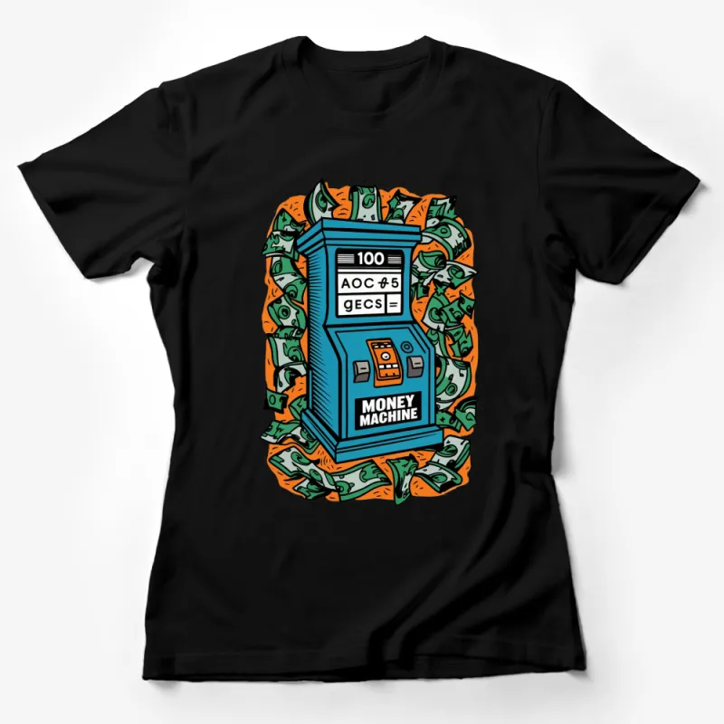 Retro Money Machine T-Shirt, Vintage ATM Design, Colorful Cash Dispenser Graphic Tee, Hipster Clothing Female T-Shirt