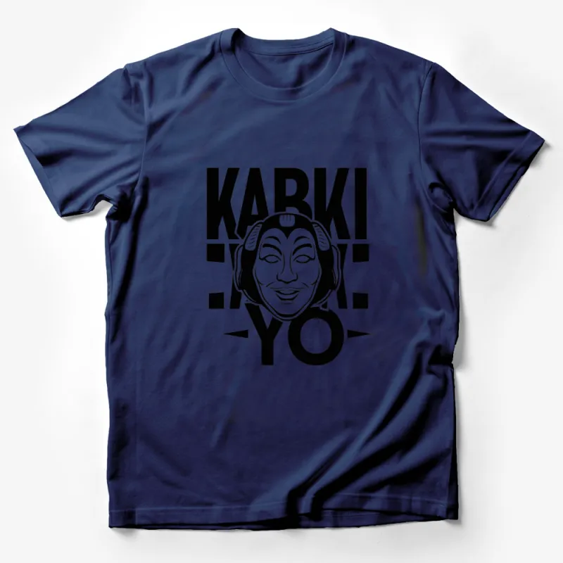 Karki Yo Bold Graphic T-shirt, Unique Black and White Face Design Shirt, Unisex Tee Male T-Shirt