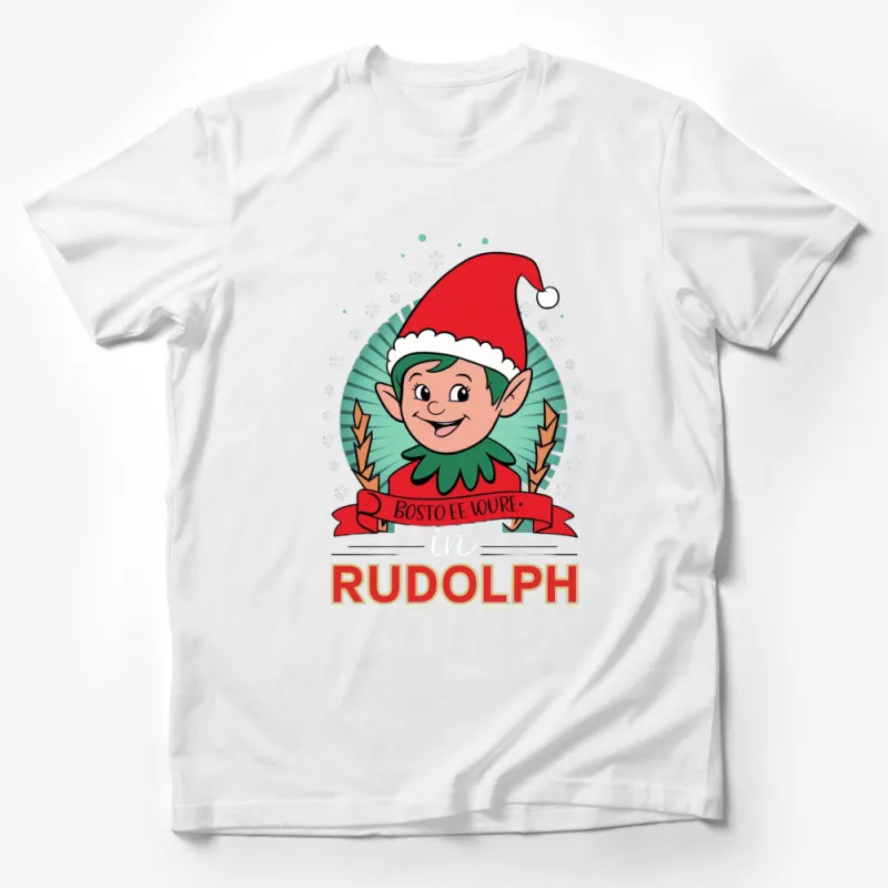 Rudolph Elf Holiday T-Shirt, Cute Christmas Elf Graphic Tee, Festive Winter Apparel, Unisex Gift Idea Male T-Shirt