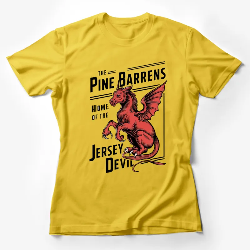 Jersey Devil T-Shirt, The Pine Barrens Mythical Creature, Home of the Jersey Devil Graphic Tee, Unique Folklore Art Female T-Shirt