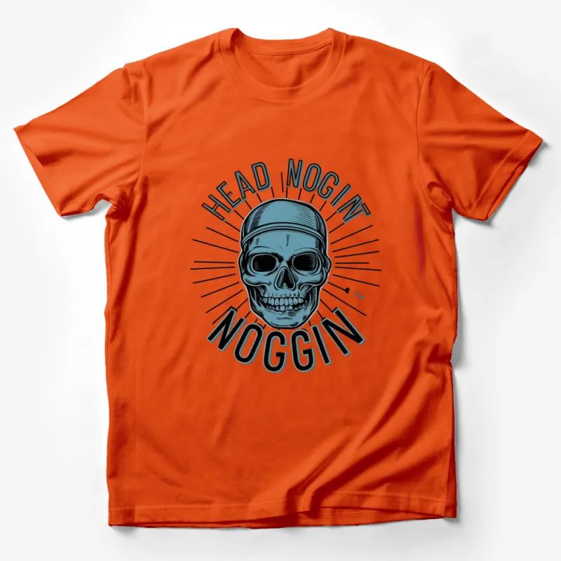 Head Noggin Skull T-Shirt, Blue Graphic Skull Tee, Streetwear Style Shirt, Unisex Goth Fashion Top Male T-Shirt