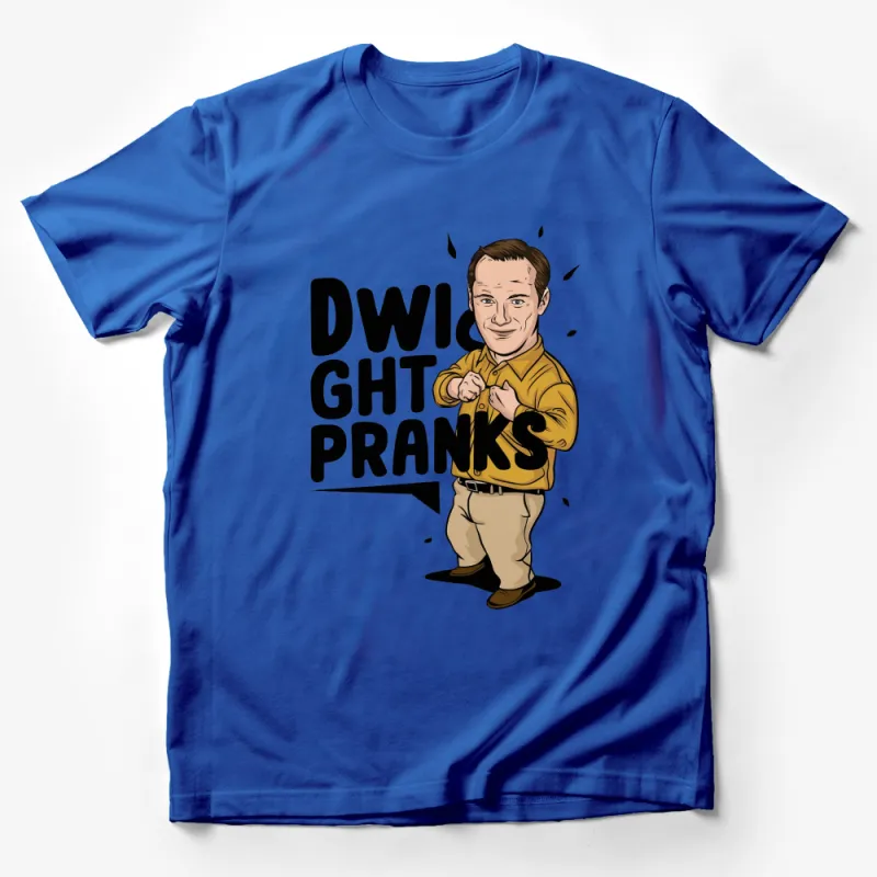 Dwight Pranks Graphic T-Shirt, Funny Office TV Show Inspired Tee, Unisex Yellow Cartoon Character Shirt Male T-Shirt