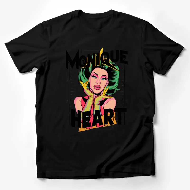 Vibrant Monique Heart Pop Art T-Shirt, Colorful Comic Style Graphic Tee, Unisex Fashion Male T-Shirt