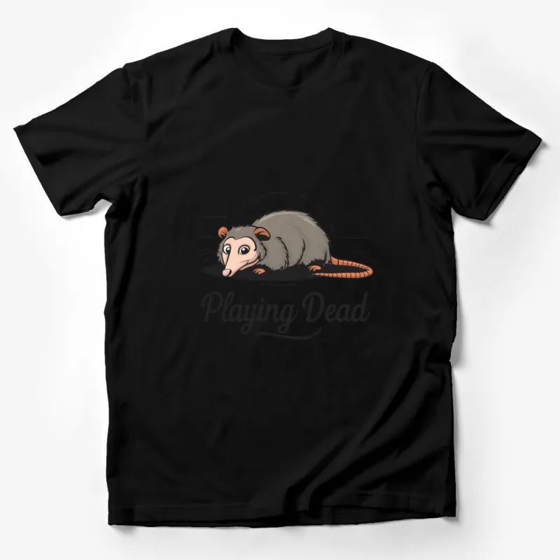 Funny Playing Dead Possum T-Shirt, Unique Graphic Tee, Animal Humor, Casual Cotton Shirt, Gift for Wildlife Lovers, Unisex Male T-Shirt