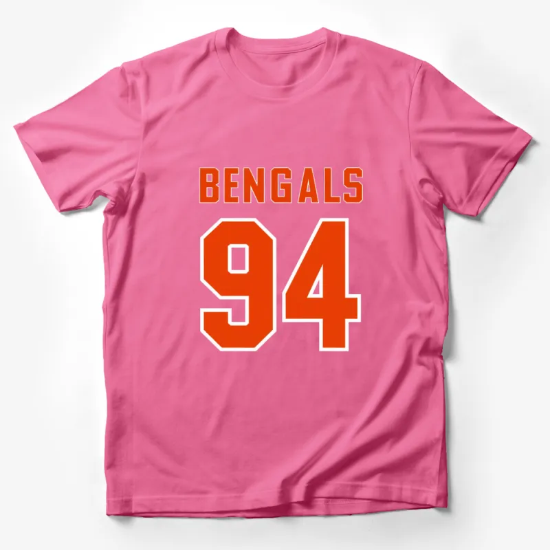 Bengal Tigers Team Sports Number 94 Orange T-Shirt, Athletic Style Fan Apparel, Unisex Graphic Tee Male T-Shirt