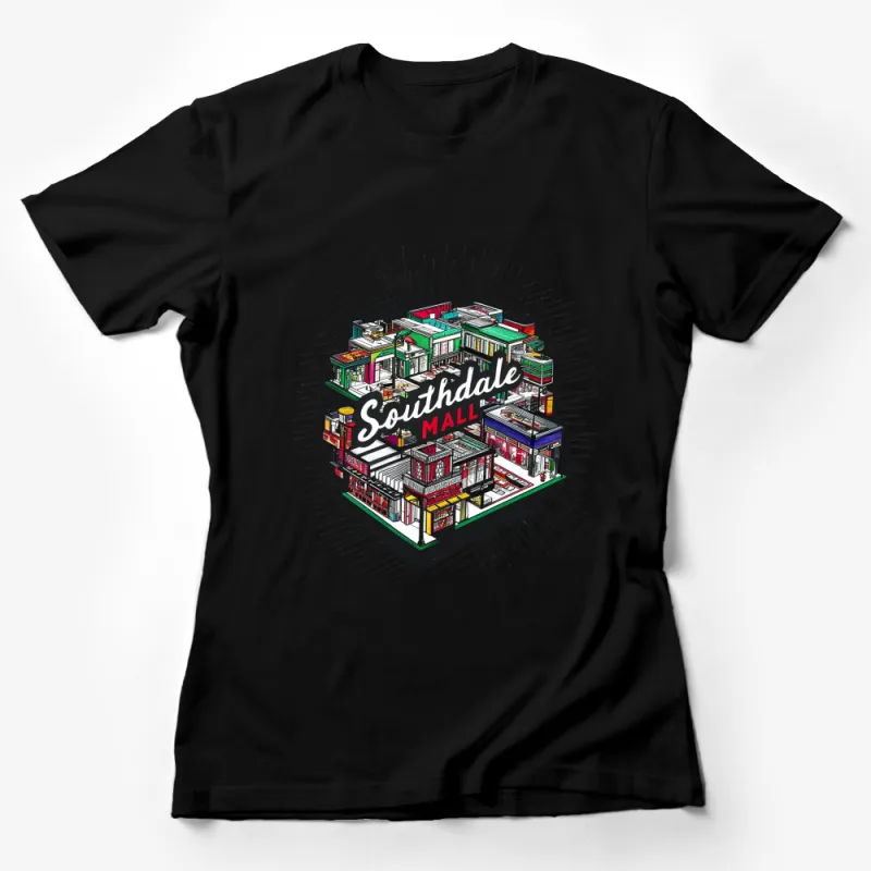 Southdale Mall Vintage Art T-Shirt, Colorful Retro Shopping Center Graphic Tee, Unique Urban Sketch Style Shirt Female T-Shirt