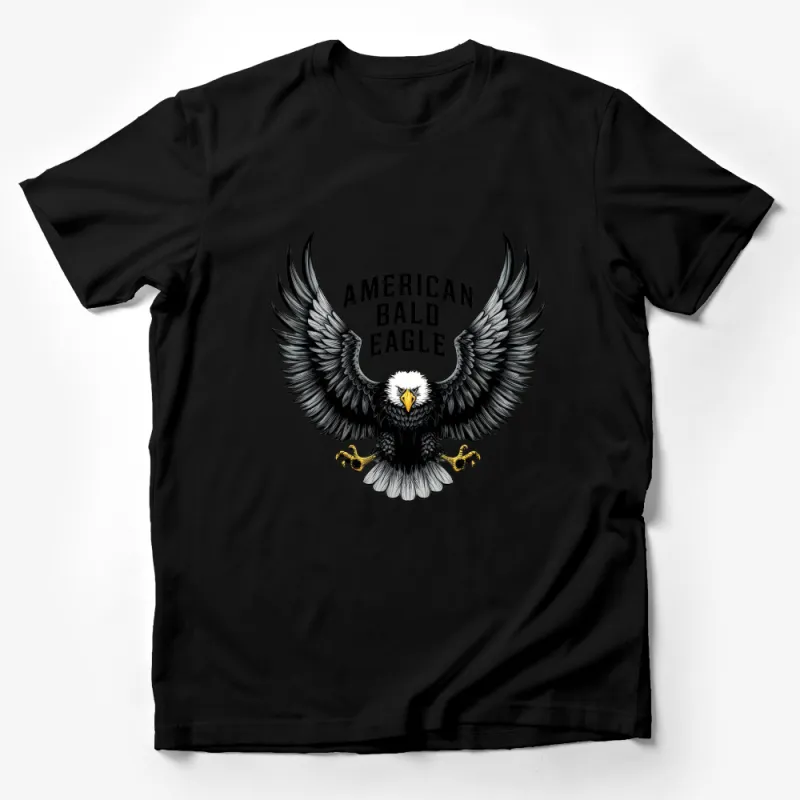 American Bald Eagle Graphic T-Shirt, Patriotic Bird Design Tee, Majestic Eagle Wings Spread, USA Emblem Apparel Male T-Shirt