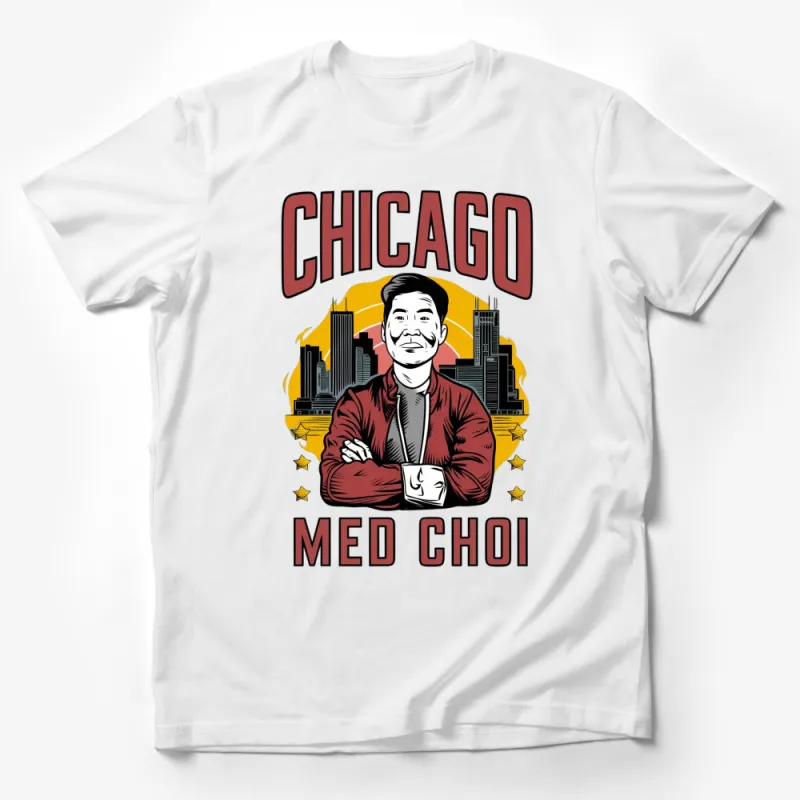 Chicago Med Choi Graphic T-Shirt, Trendy TV Show Character Tee, Casual Cotton Top Male T-Shirt