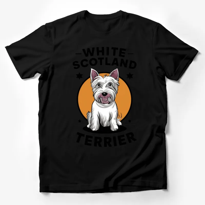 White Scottish Terrier Dog T-Shirt, Cute Westie Graphic Tee, Perfect Gift for Dog Lovers Male T-Shirt