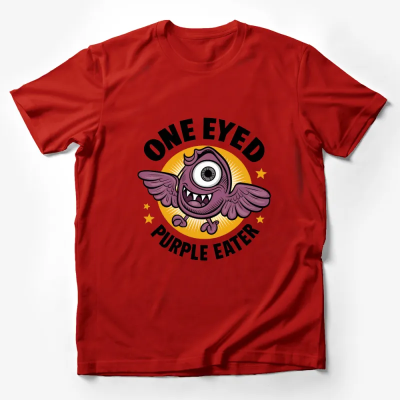 One Eyed Purple Eater Cartoon T-Shirt, Funny Monster Tee, Kids and Adults Casual Wear Male T-Shirt