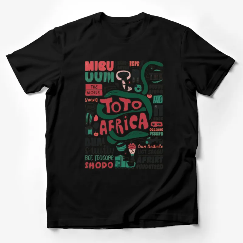 Colorful Africa Inspired T-Shirt, Vibrant Typography and Symbols, Unisex Fashion Tee Male T-Shirt