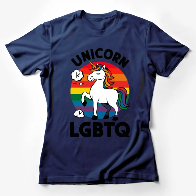 Colorful LGBTQ Unicorn T-Shirt, Unicorn Rainbow Pride Tee, Colorful LGBTQ Gift Shirt Female T-Shirt