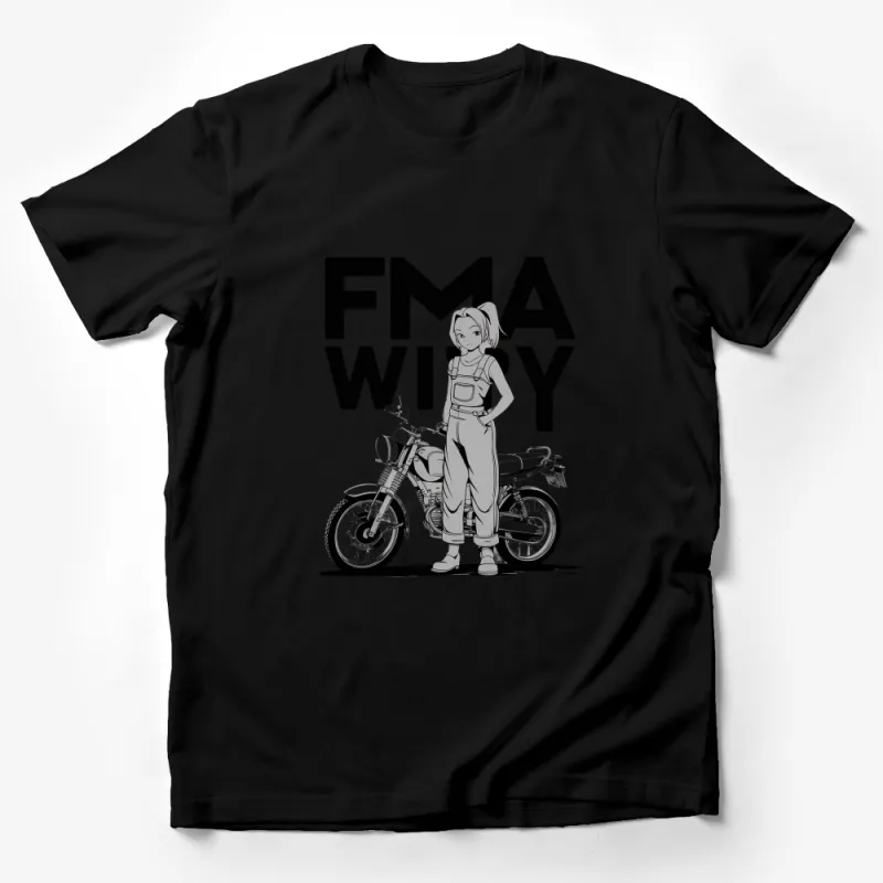 Vintage Motorcycle and Female Mechanic Graphic T-Shirt, Classic Bike Lover Tee, Casual and Cool Male T-Shirt