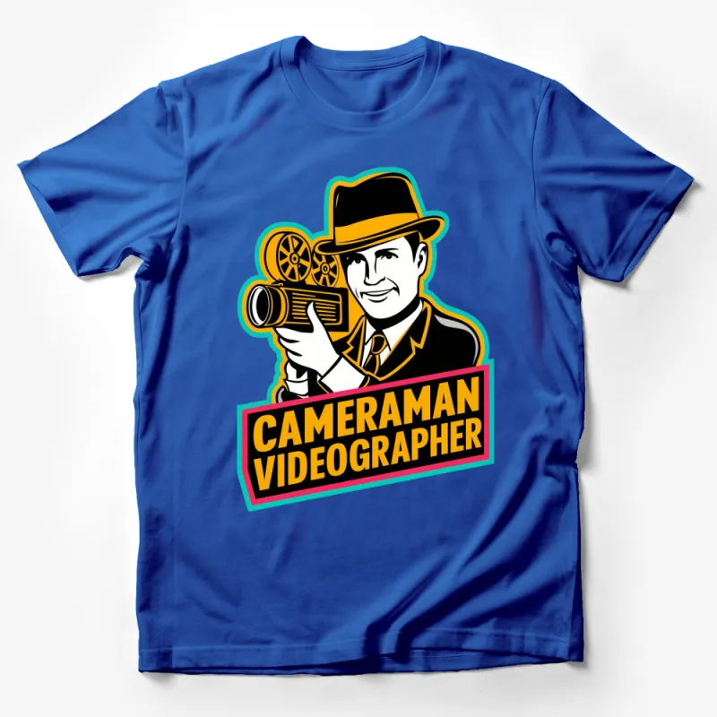 Vintage Cameraman Videographer T-Shirt, Retro Film Camera Design, Classic Filmmaking Graphic Tee, Unique Gift for Film Buffs Male T-Shirt