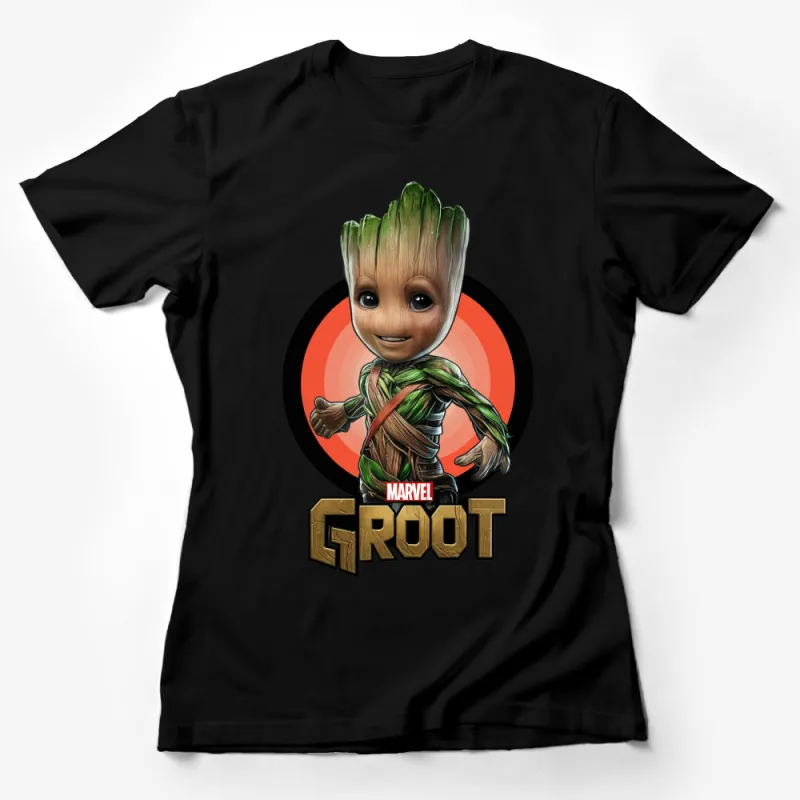 Marvel Groot Graphic T-Shirt, Cute Superhero Fan Tee, Guardians of the Galaxy, Unisex Adult Clothing Female T-Shirt