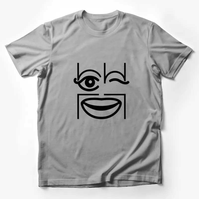 Abstract Face Line Art T-Shirt, Minimalist Style Face Design, Black and White Unisex Tee Male T-Shirt