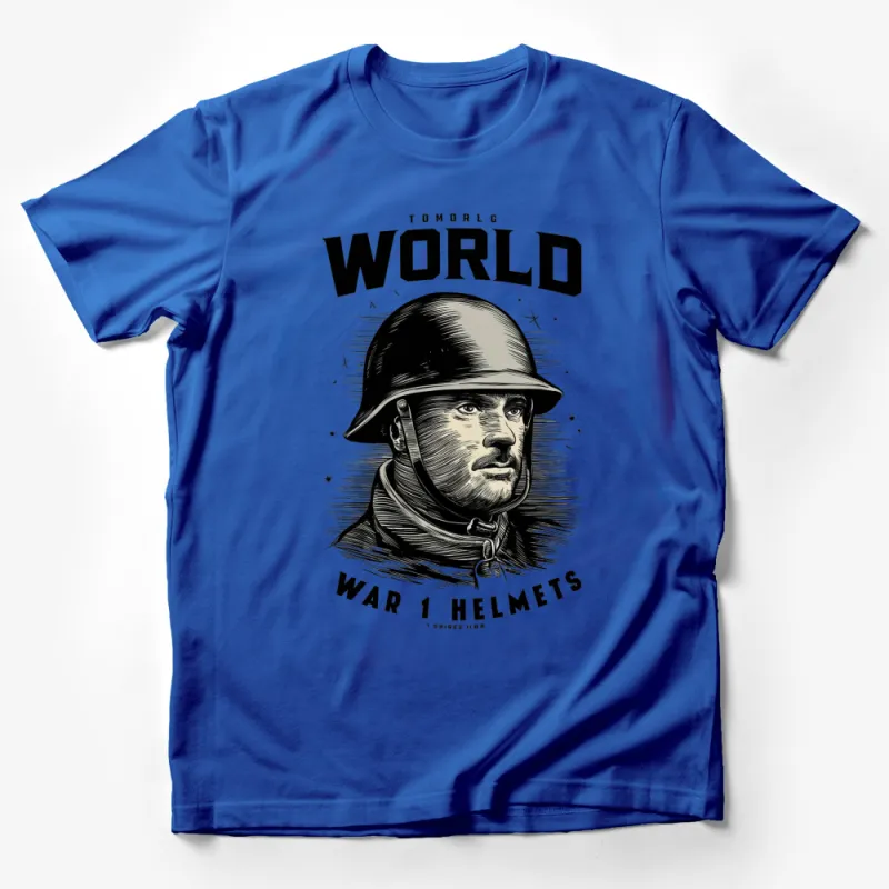 Vintage World War 1 Soldier Helmet Graphic T-Shirt, Classic Military History Tee, Unique Men's Clothing Male T-Shirt