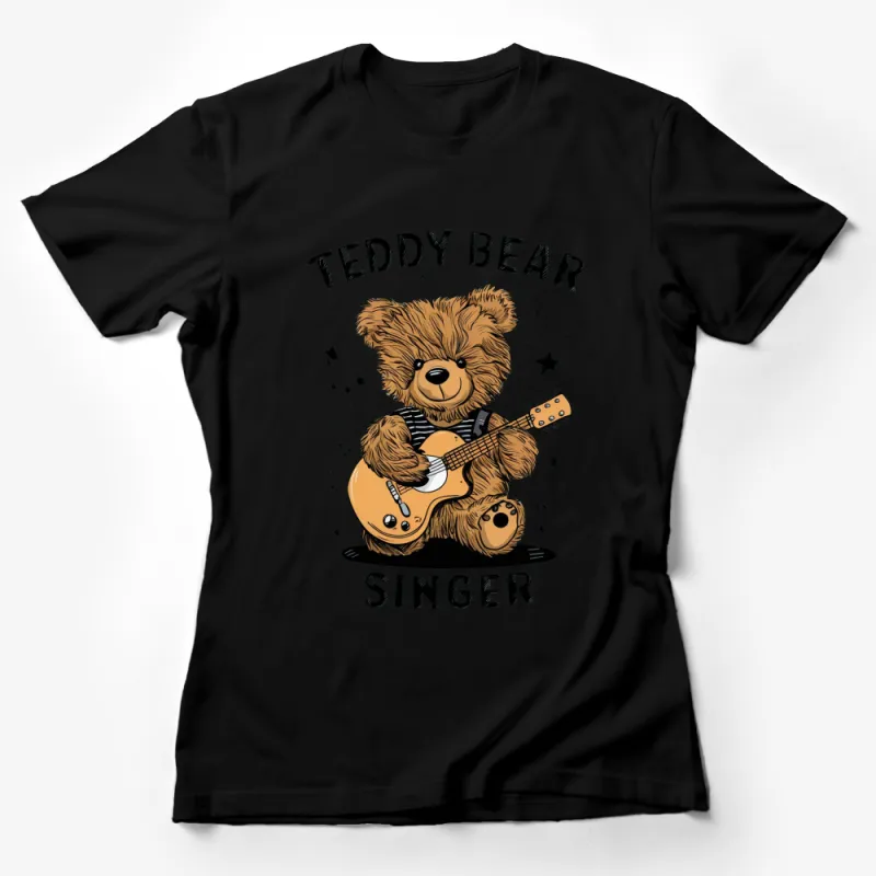 Teddy Bear Singer T-Shirt, Cute Guitar Playing Bear, Kids and Adults Unisex Tee Female T-Shirt